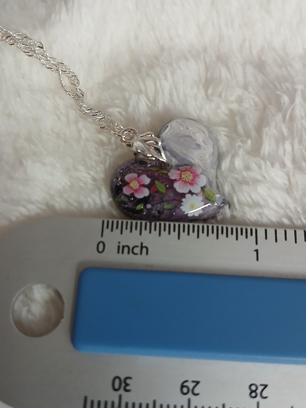 Pink Floral Heart Pendant Necklace - Picture 4 of 6
